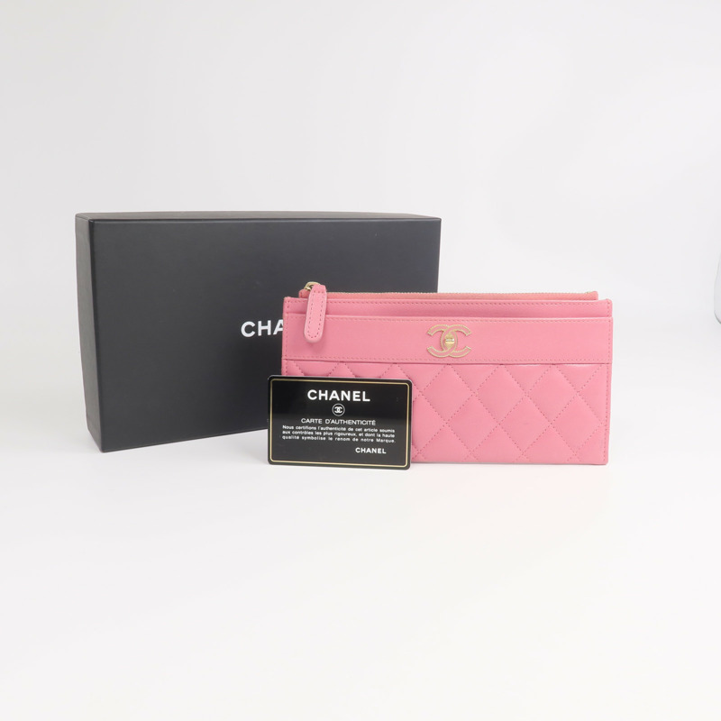 CHANEL 牛皮皮革Long Wallet金扣長錢包-18