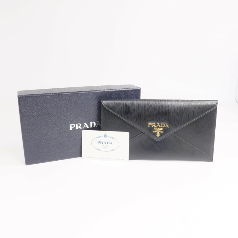 PRADA 牛皮皮革Envelope Long Wallet金扣長錢包-14
