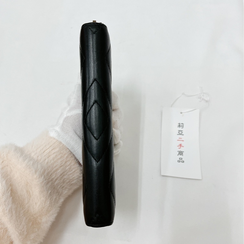莉亞精品♡Gucci 443123 馬夢ㄇ拉長夾 黑金 二手-3