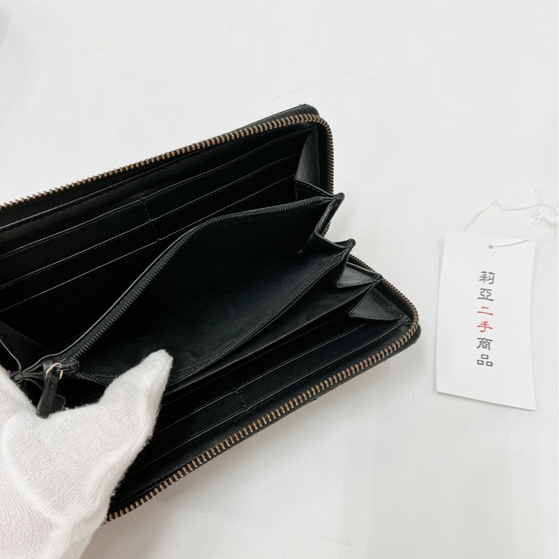 莉亞精品♡Gucci 443123 馬夢ㄇ拉長夾 黑金 二手-10