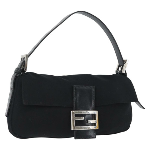 FENDI Mamma Baguette 肩背包 尼龍 黑色 銀色 正品 am10851V