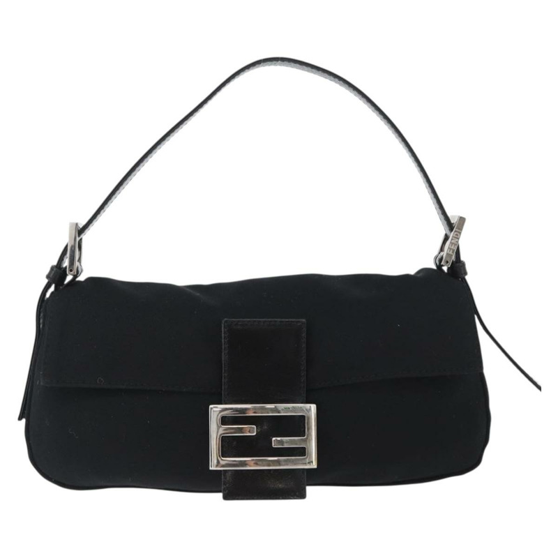 【日本直送】FENDI Mamma Baguette 肩背包 尼龍 黑色 銀色 正品 am10851V-12