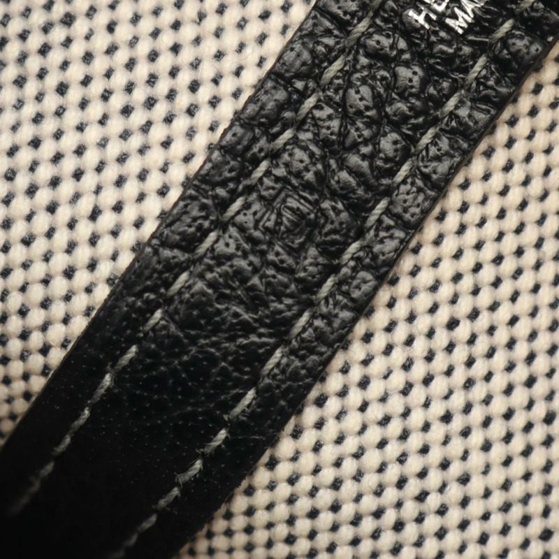 愛馬仕 Garden File PM 手提包帆布皮革 Toile H Buffle 女米色/黑色-4