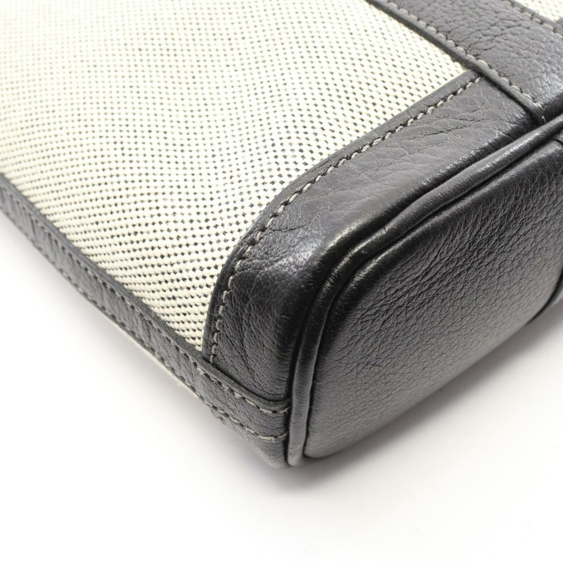 愛馬仕 Garden File PM 手提包帆布皮革 Toile H Buffle 女米色/黑色-5