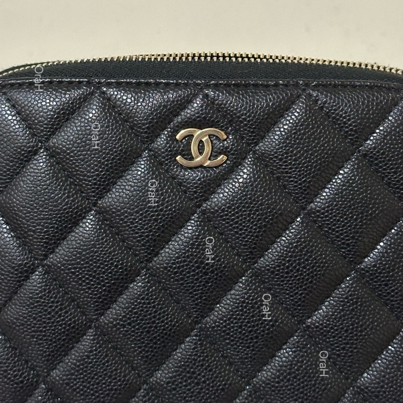 CHANEL 香奈兒24s大貝殼包 荔枝牛皮 黑金 20*12*5cm-4