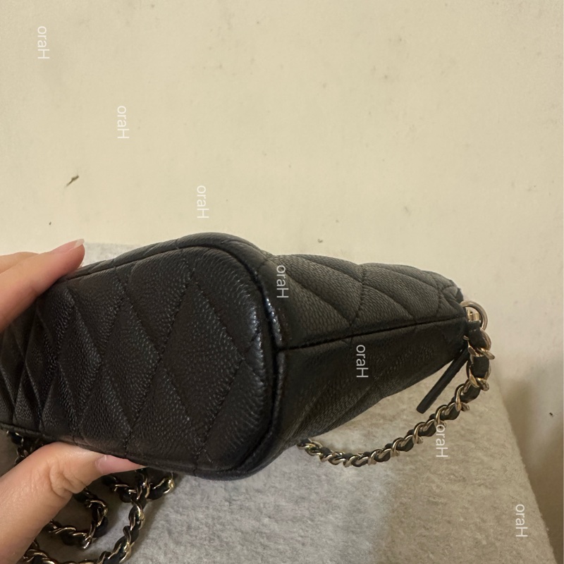 CHANEL 香奈兒24s大貝殼包 荔枝牛皮 黑金 20*12*5cm-7