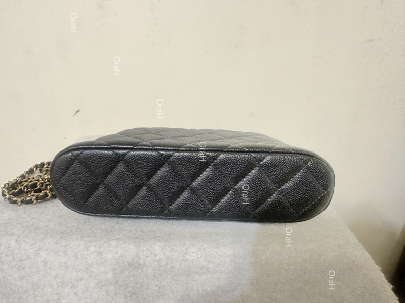 CHANEL 香奈兒24s大貝殼包 荔枝牛皮 黑金 20*12*5cm-9