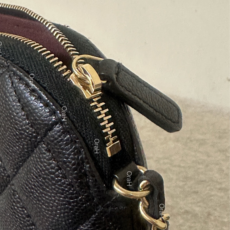 CHANEL 香奈兒24s大貝殼包 荔枝牛皮 黑金 20*12*5cm-12