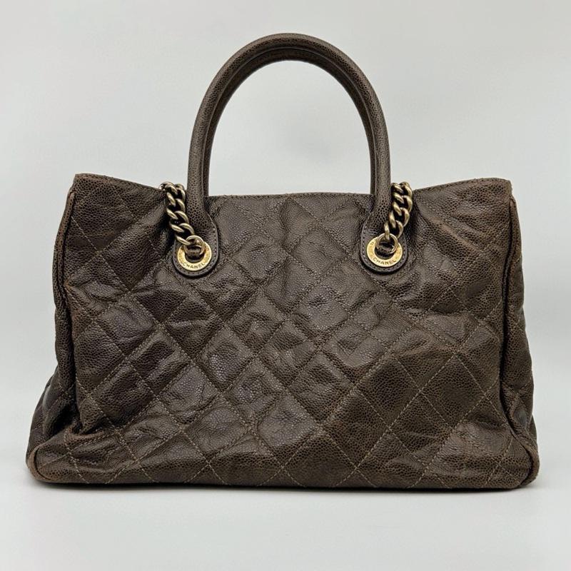 「JL精品代購」香奈兒古銅金色做舊魚子醬2way托特包-4