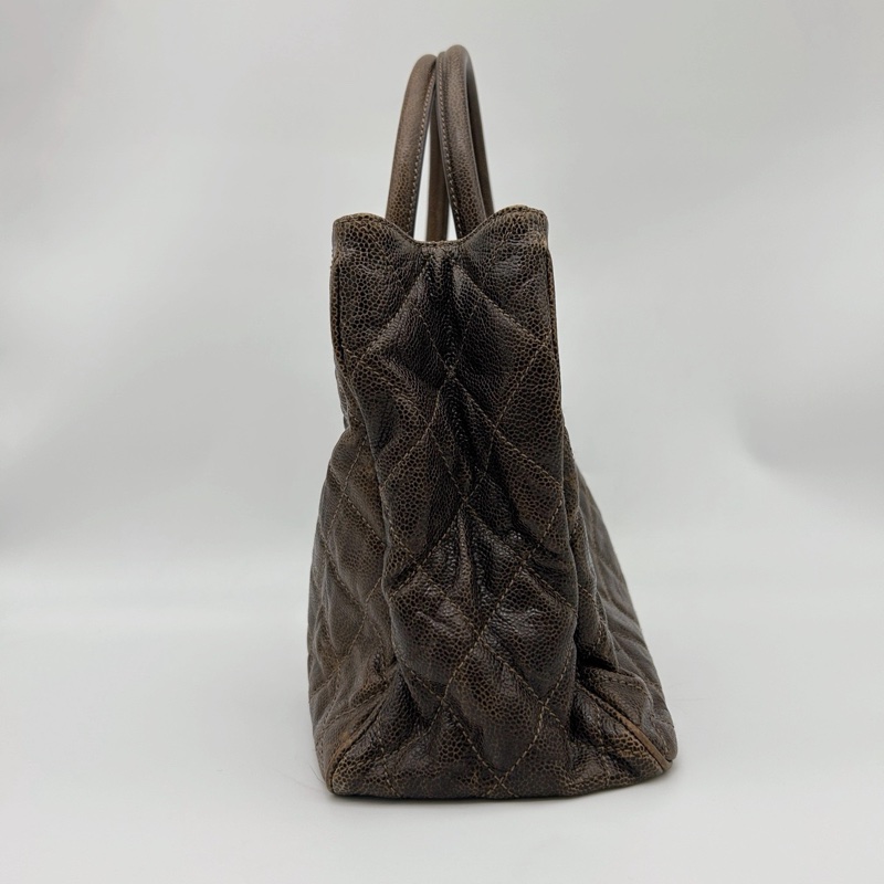 「JL精品代購」香奈兒古銅金色做舊魚子醬2way托特包-5