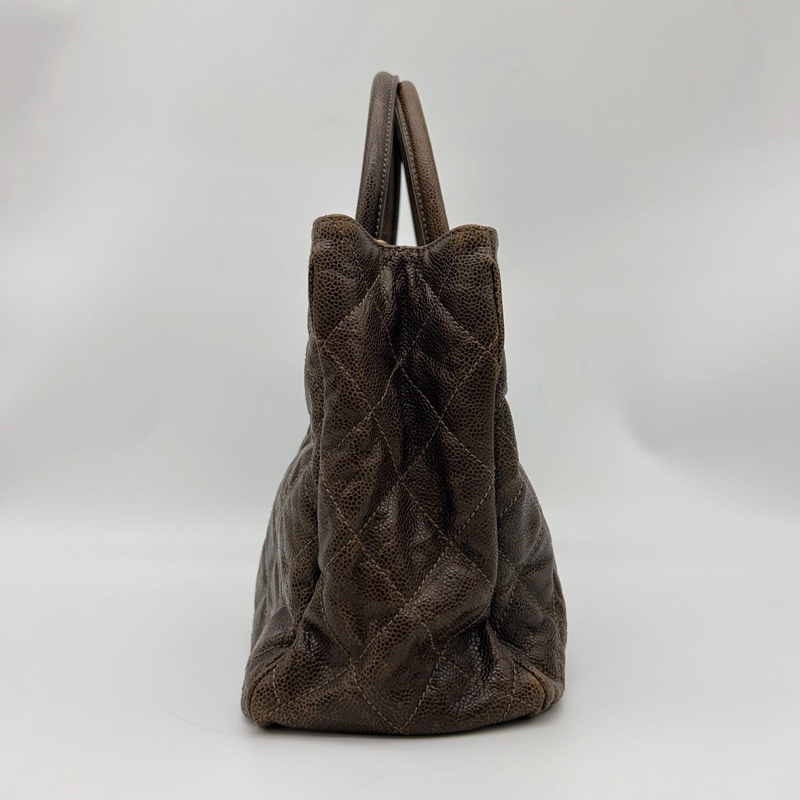 「JL精品代購」香奈兒古銅金色做舊魚子醬2way托特包-6