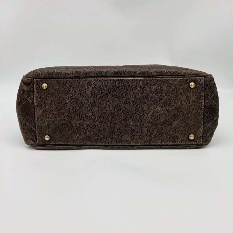 「JL精品代購」香奈兒古銅金色做舊魚子醬2way托特包-10