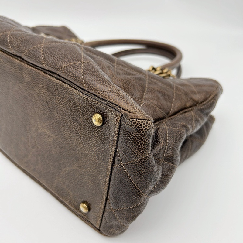 「JL精品代購」香奈兒古銅金色做舊魚子醬2way托特包-11