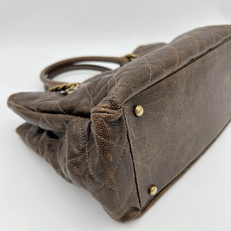 「JL精品代購」香奈兒古銅金色做舊魚子醬2way托特包-12