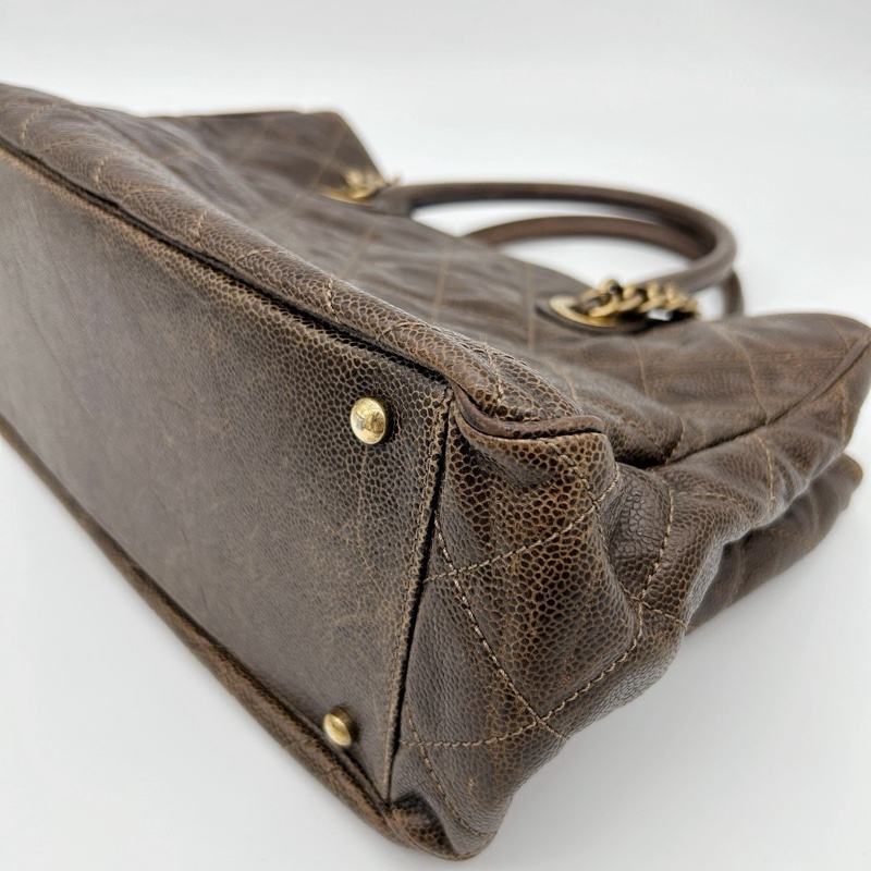 「JL精品代購」香奈兒古銅金色做舊魚子醬2way托特包-13