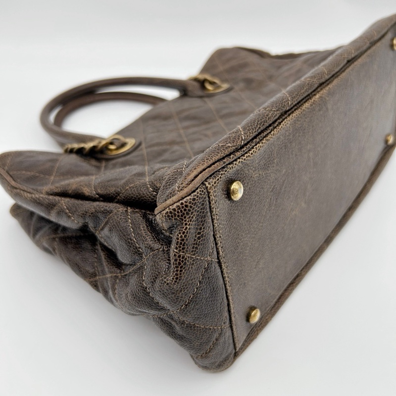 「JL精品代購」香奈兒古銅金色做舊魚子醬2way托特包-14