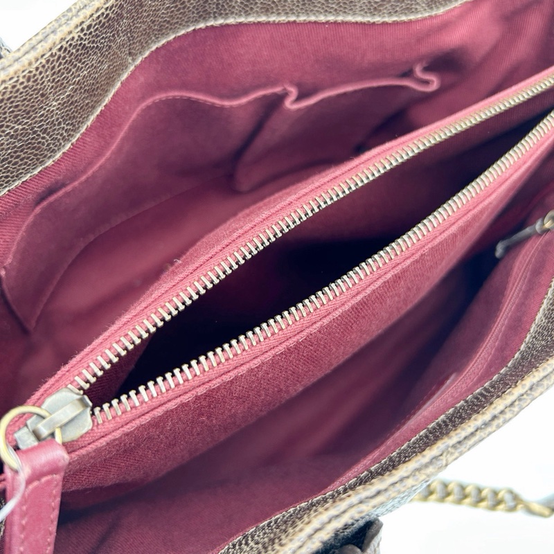 「JL精品代購」香奈兒古銅金色做舊魚子醬2way托特包-15