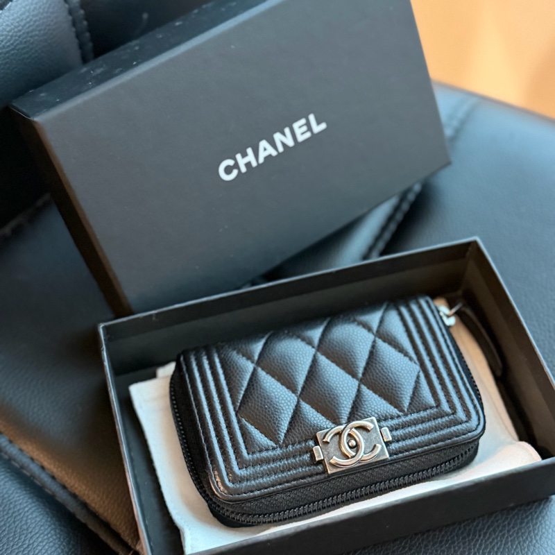 CHANEL 黑銀零錢包 boy🖤好可愛-0
