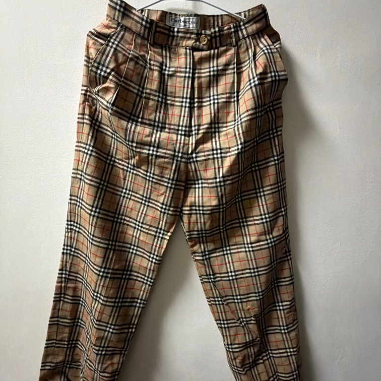 Burberry 經典 格紋 打褶 休閒長褲 女款-0