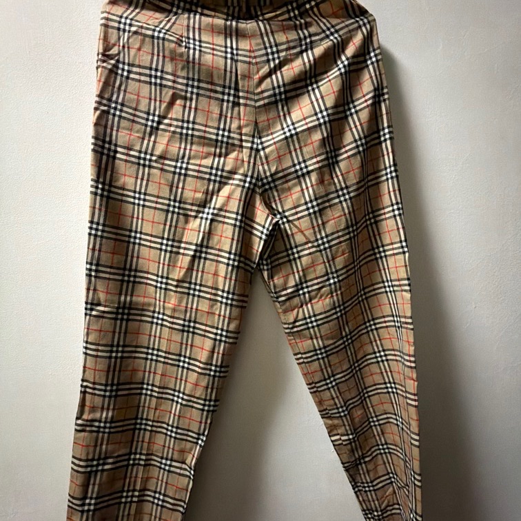 Burberry 經典 格紋 打褶 休閒長褲 女款-2