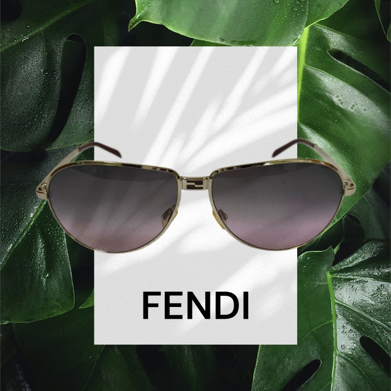 ‼️母親節狂降🫅‼️（原$7800）只到5/10⏰【8成新】㊣✨ FENDI ✨芬迪  SL7295 金屬框 紫色 漸層 雷朋 飛行 太陽眼鏡 墨鏡/保證正品🌳二手樹屋🌳-0