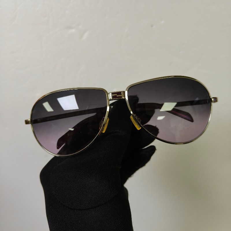 🫅女神購物節狂降（原$5800）‼️只到3/15⏰【8成新】㊣✨ FENDI ✨芬迪  SL7295 金屬框 紫色 漸層 雷朋 飛行 太陽眼鏡 墨鏡/保證正品🌳二手樹屋🌳-1