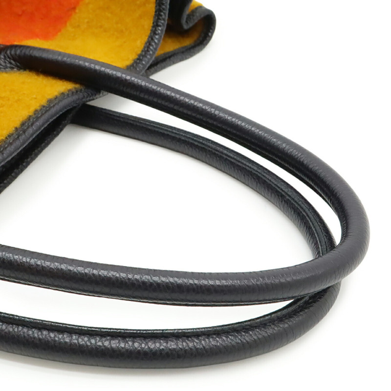 愛馬仕 Garden PM 手提包，Rocabar 羊毛皮革，橙色、黃色、海軍藍-4