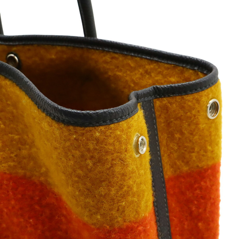 愛馬仕 Garden PM 手提包，Rocabar 羊毛皮革，橙色、黃色、海軍藍-5