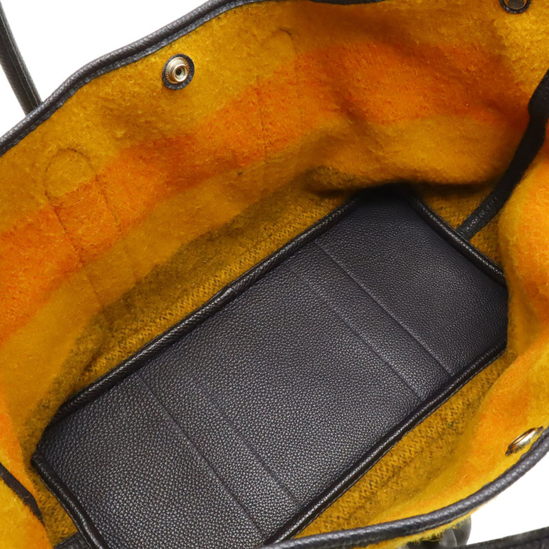 愛馬仕 Garden PM 手提包，Rocabar 羊毛皮革，橙色、黃色、海軍藍-7