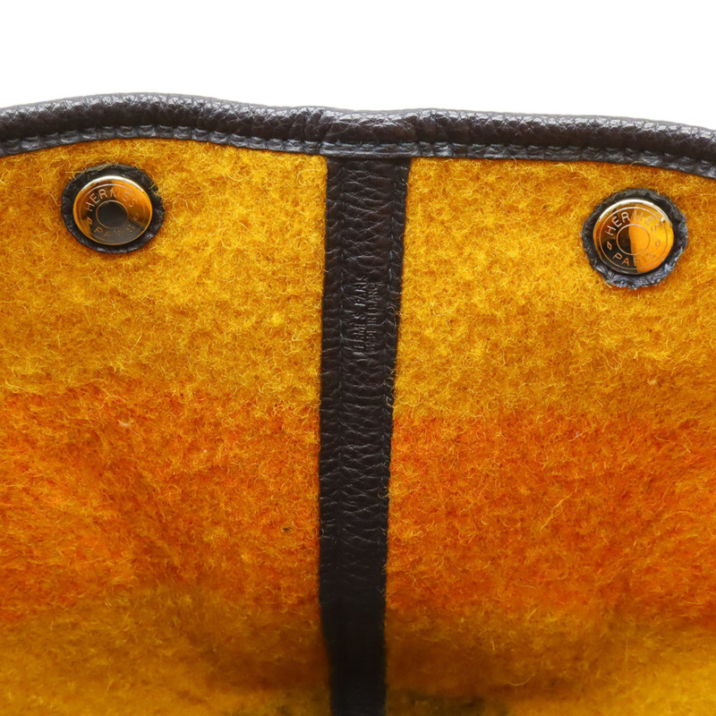 愛馬仕 Garden PM 手提包，Rocabar 羊毛皮革，橙色、黃色、海軍藍-8