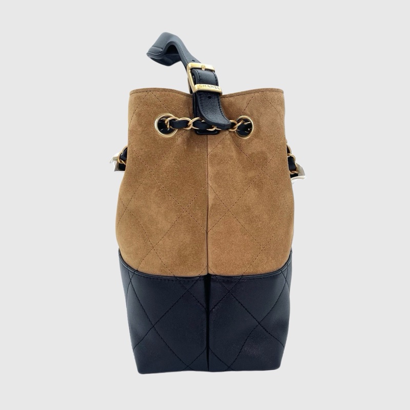 「JL精品代購」全新未使用品  大全套 香奈兒25A拼色拼皮2way麂皮hobo-5