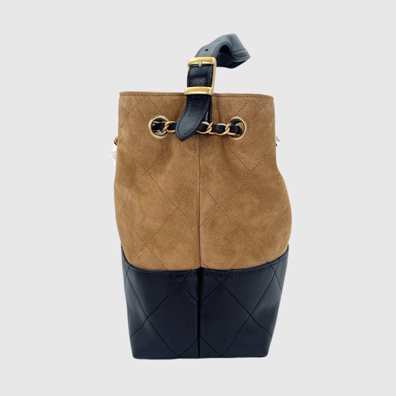 「JL精品代購」全新未使用品  大全套 香奈兒25A拼色拼皮2way麂皮hobo-6