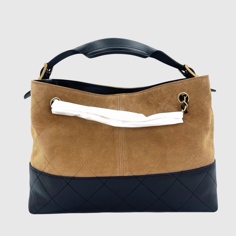 「JL精品代購」全新未使用品  大全套 香奈兒25A拼色拼皮2way麂皮hobo-7