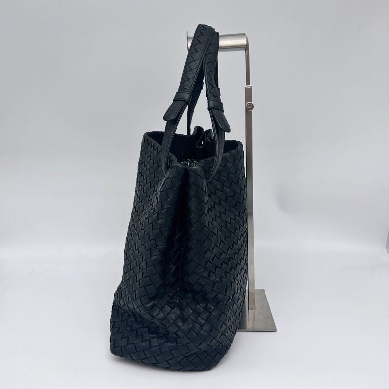 「JL精品代購」bottega veneta BV經典黑色編織雙橋手提托特包-6