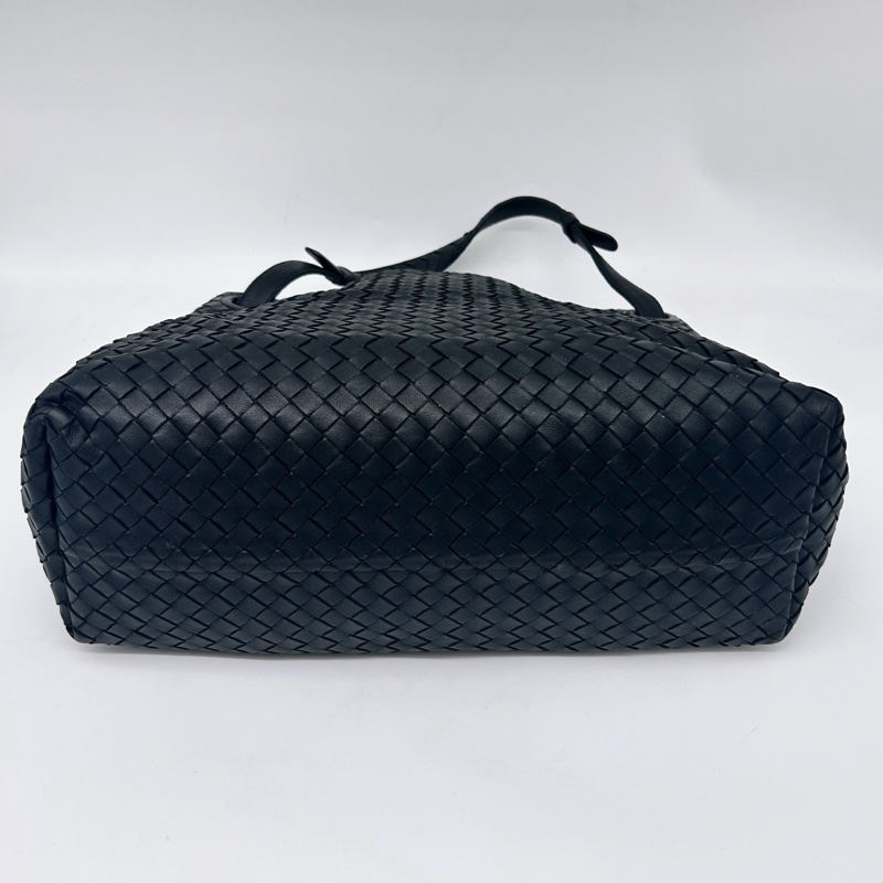 「JL精品代購」bottega veneta BV經典黑色編織雙橋手提托特包-10