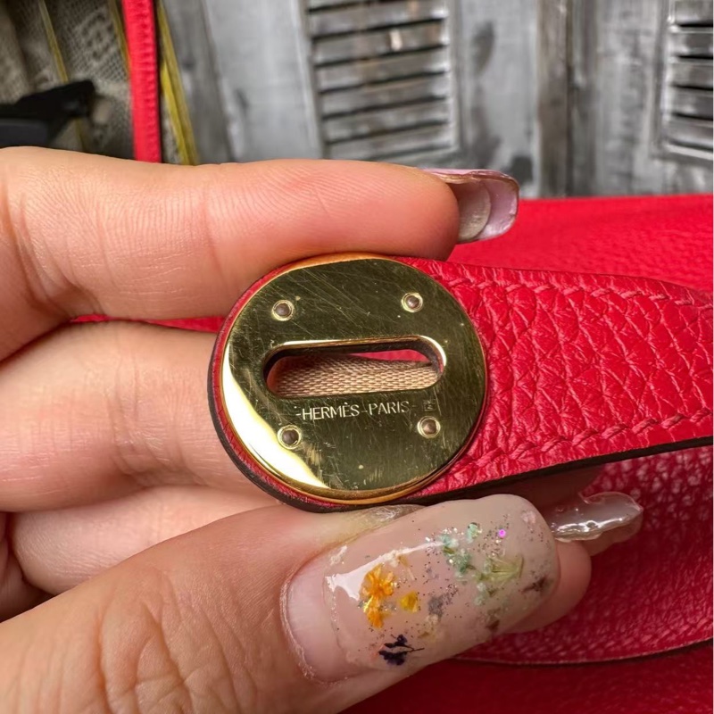 🌈Hermes❤️Lindy 26❤️紅色金扣🌟98新🌟TC皮🌟愛馬仕🌟-3