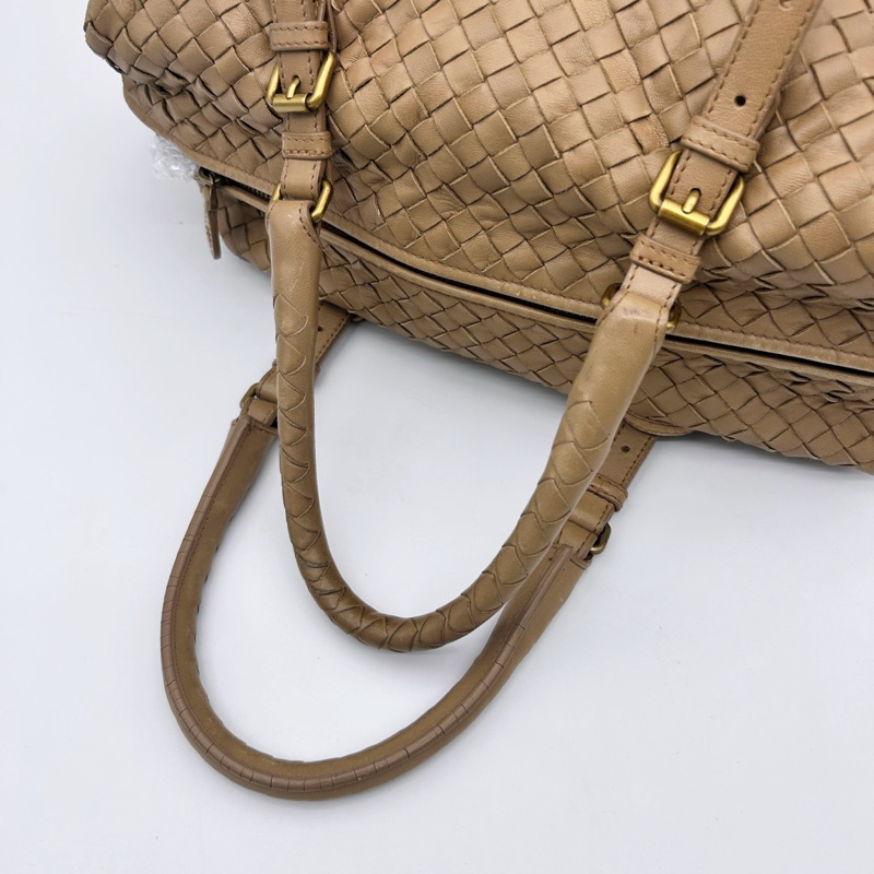 「JL精品代購」bottega veneta BV 卡其色編織小波士頓腋下手提包-17