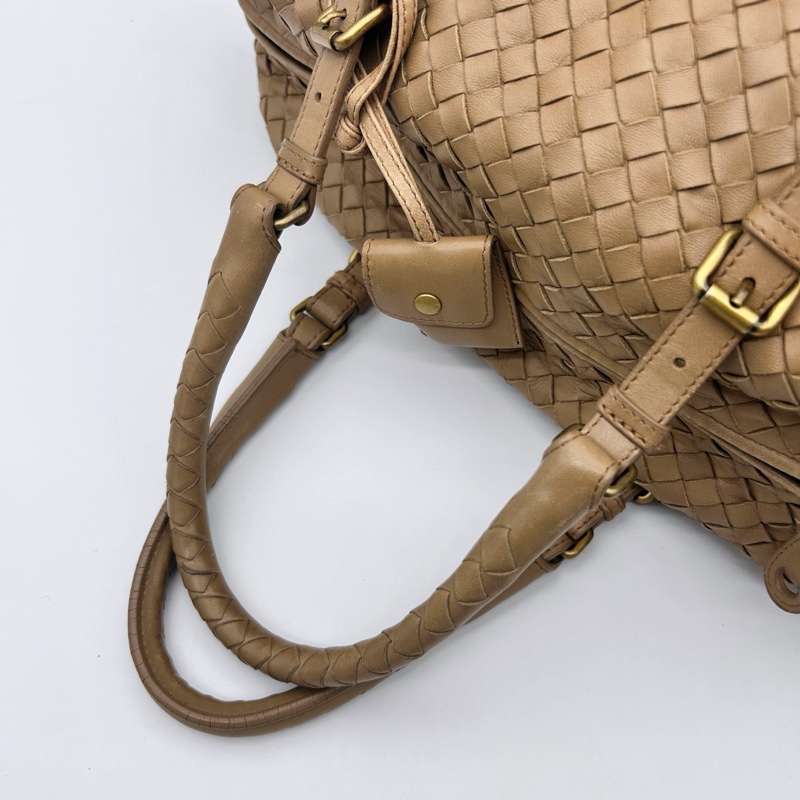 「JL精品代購」bottega veneta BV 卡其色編織小波士頓腋下手提包-18