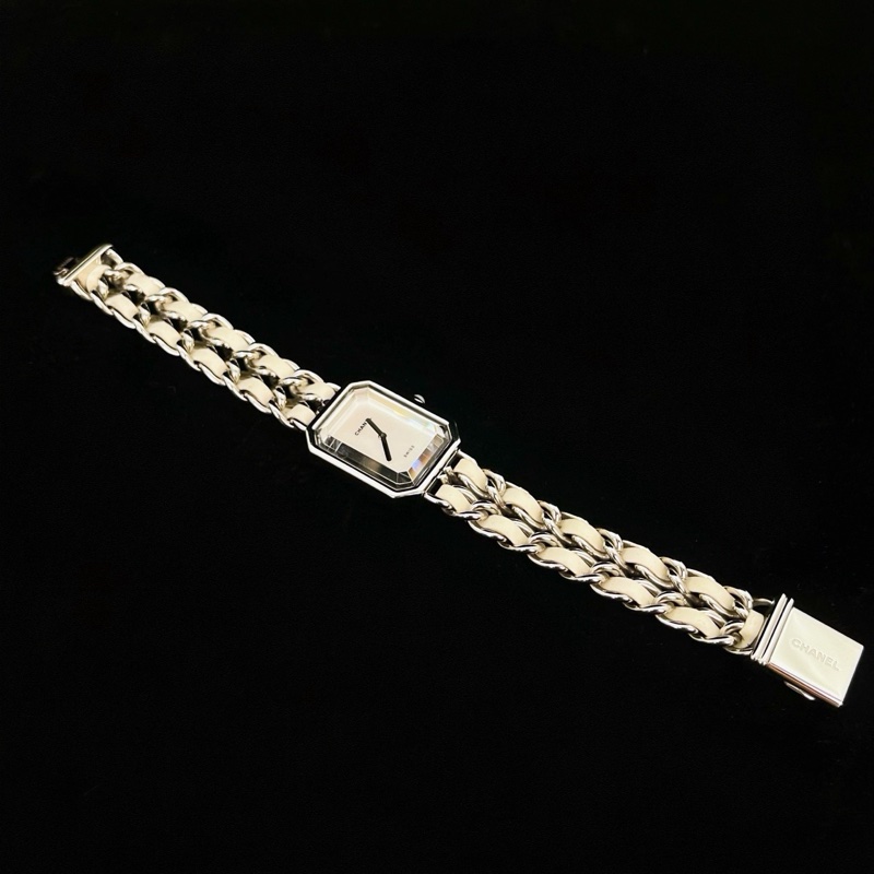 「JL精品代購」✨超稀有  香奈兒白銀貝母表盤方糖手表M碼 附保卡-4