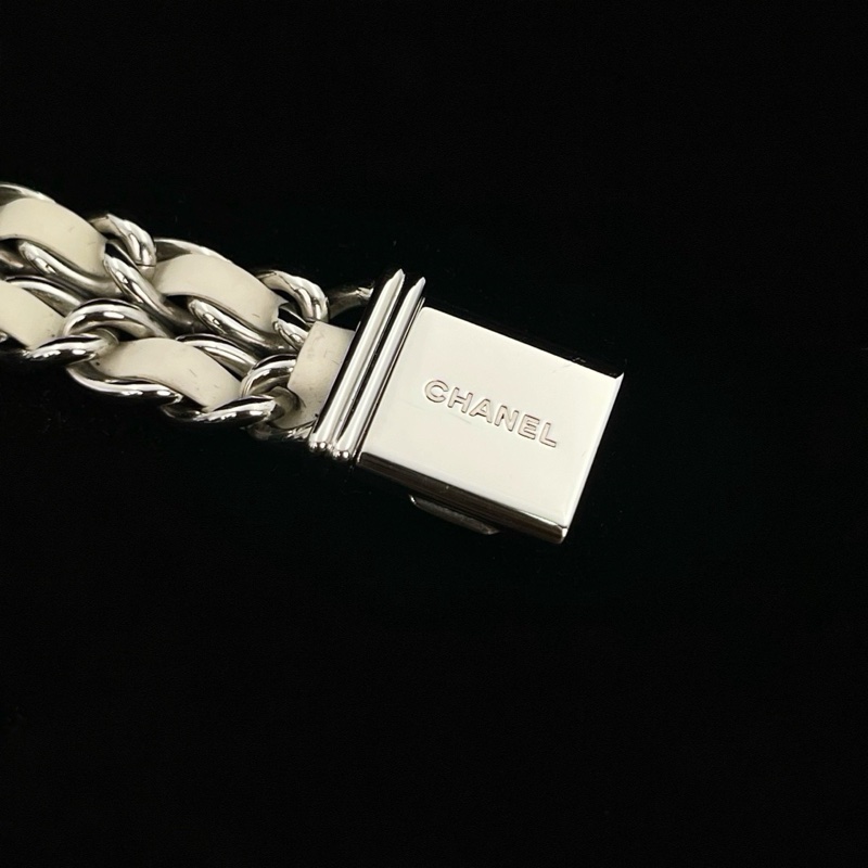 「JL精品代購」✨超稀有  香奈兒白銀貝母表盤方糖手表M碼 附保卡-7