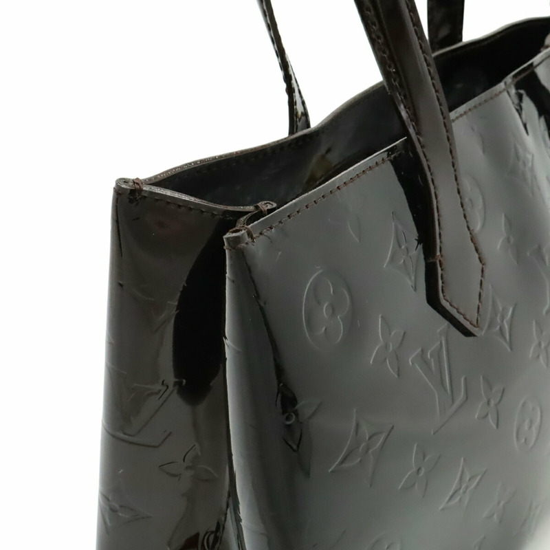 路易威登 Monogram Vernis Wilshire PM 手提包，紫紅色漆皮小牛皮 M93641-4