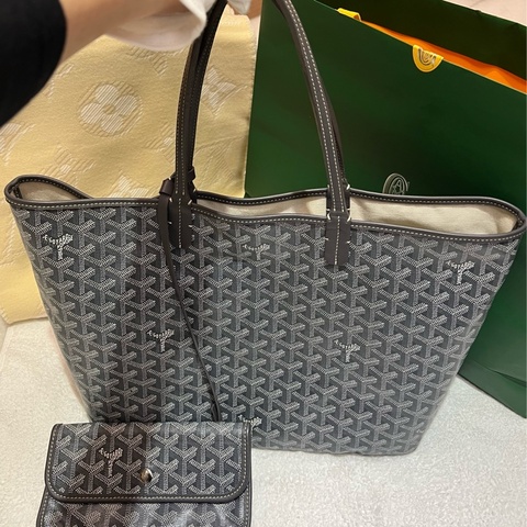 GOYARD 戈雅 Saint louis PM 灰色中款 手提包 肩背包 購物袋 托特包