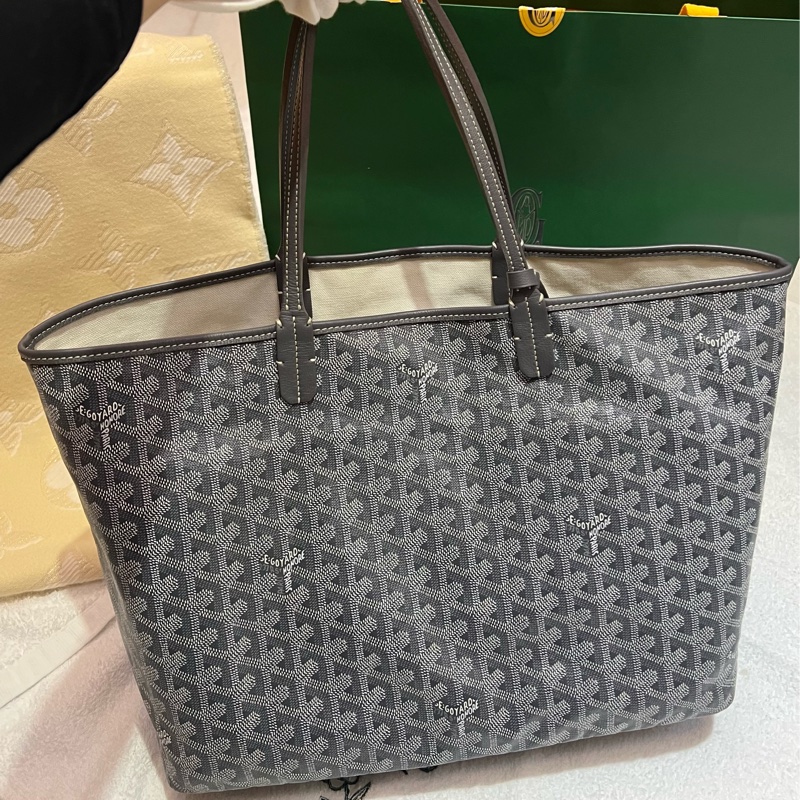 GOYARD 戈雅 Saint louis PM 灰色中款 手提包 肩背包 購物袋 托特包-1