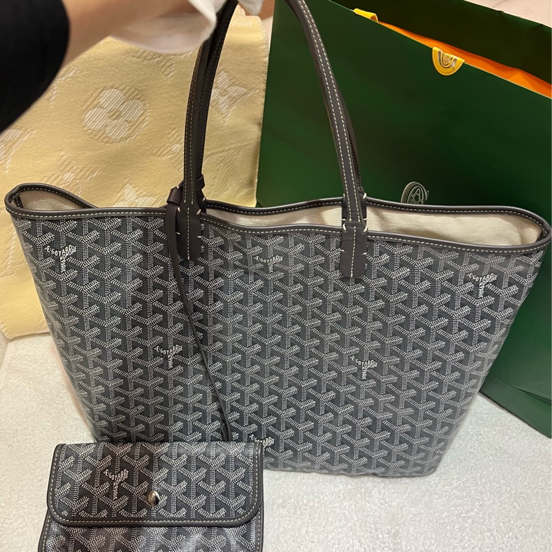 GOYARD 戈雅 Saint louis PM 灰色中款 手提包 肩背包 購物袋 托特包-5