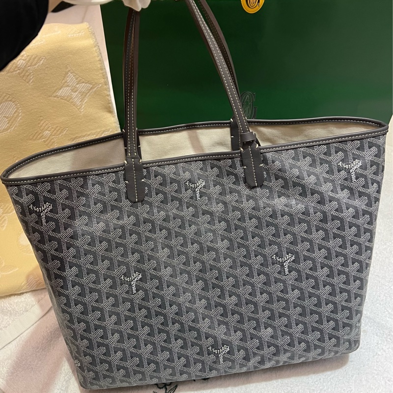GOYARD 戈雅 Saint louis PM 灰色中款 手提包 肩背包 購物袋 托特包-6