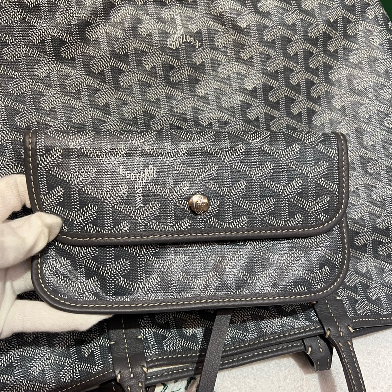 GOYARD 戈雅 Saint louis PM 灰色中款 手提包 肩背包 購物袋 托特包-13