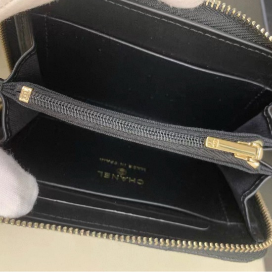 香奈兒黑荔枝閃鑽鴛鴦金釦大logo加大零錢包卡包-10