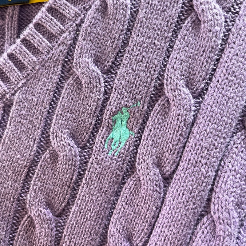 全新Ralph Lauren Polo經典羊毛麻花毛衣 薰衣草紫-2