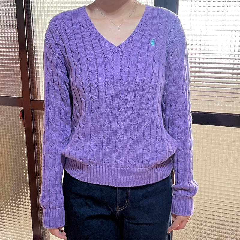 全新Ralph Lauren Polo經典羊毛麻花毛衣 薰衣草紫-4