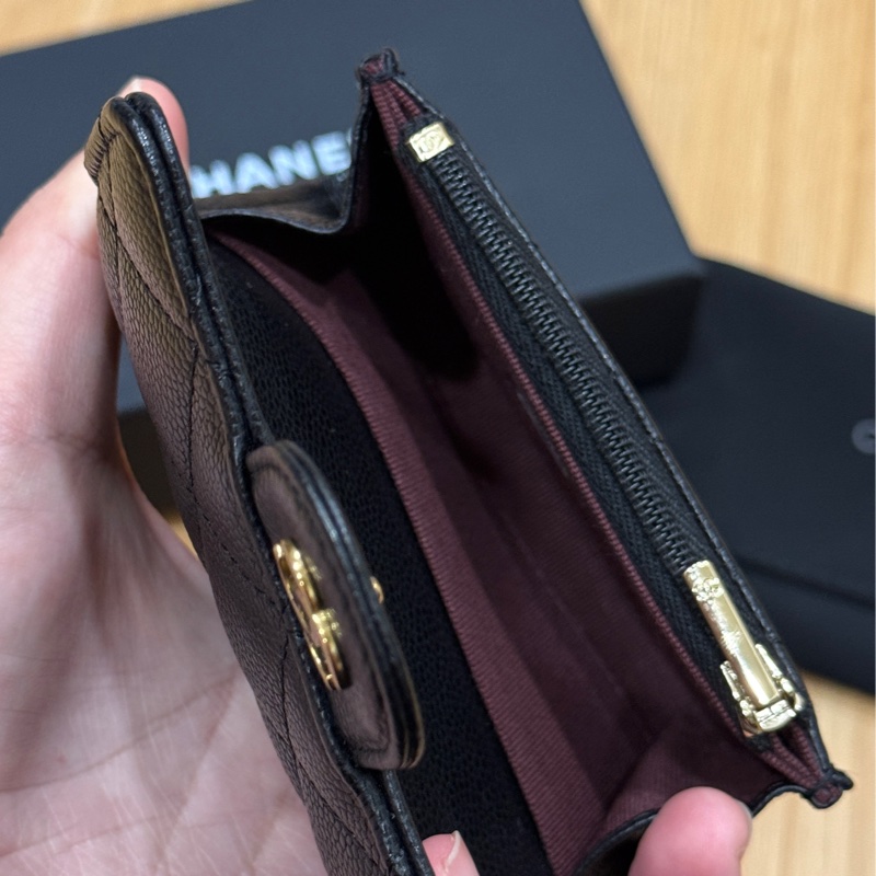🖤【CHANEL 香奈兒 拉鍊卡夾｜黑金｜晶片款】✨-12